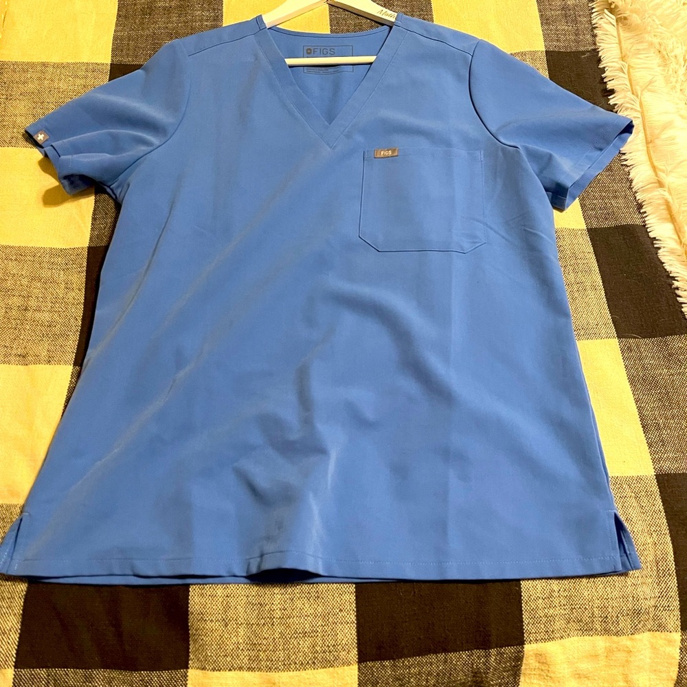 Figs womens Catarina scrub top, size large, ceil blue